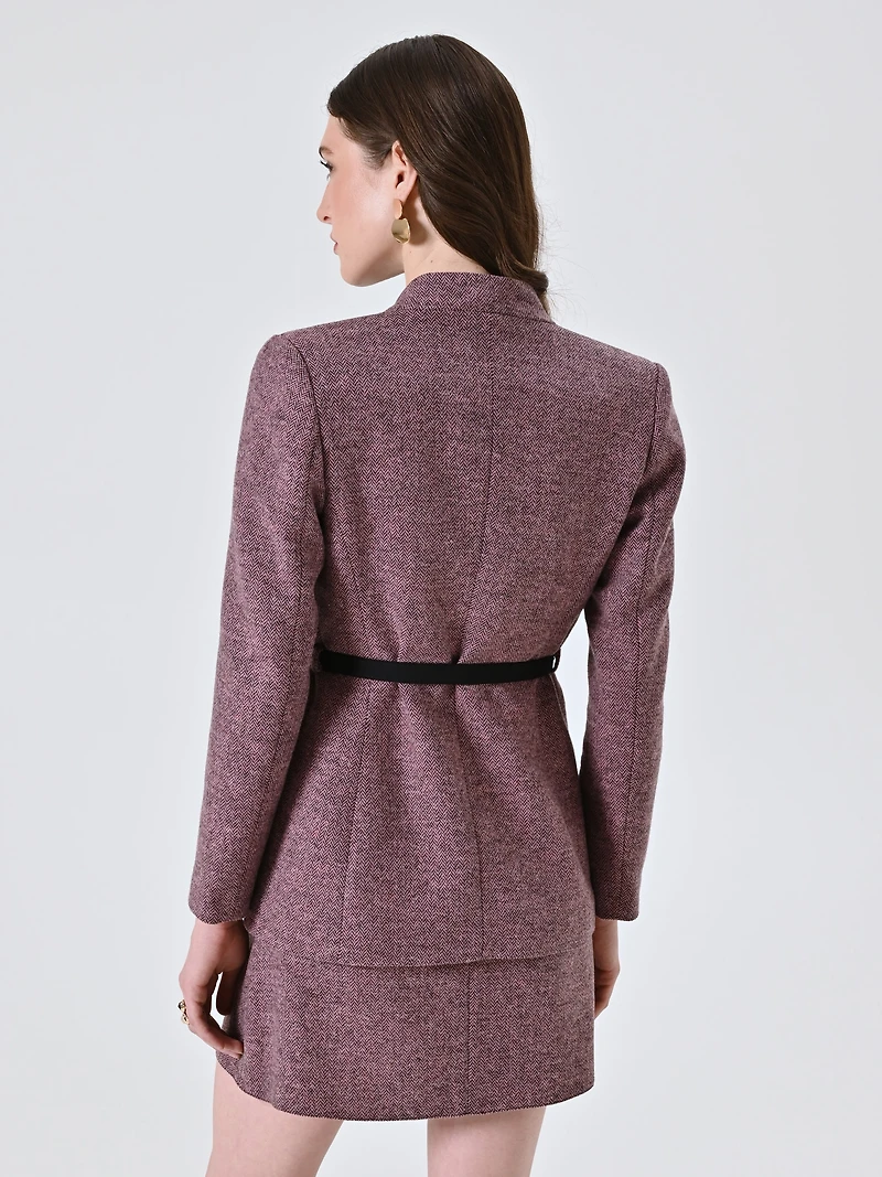 Pink Herringbone Coat