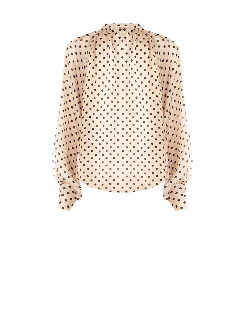 Polka-Dot Flowy Blouse