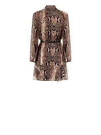 Snake-Print Dress with Tie