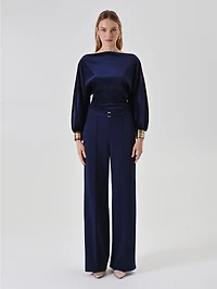 Chemisier en lurex à manches bouffantes