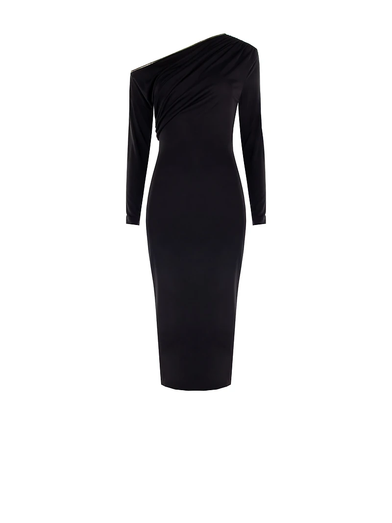 Robe asymétrique à passepoil métallique