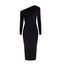 Robe asymétrique à passepoil métallique