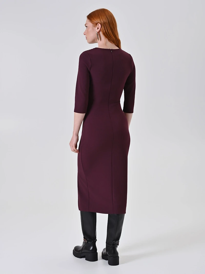 Robe fourreau midi bordeaux