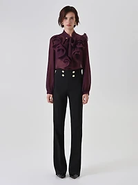 Flared Trousers with Gold Buttons