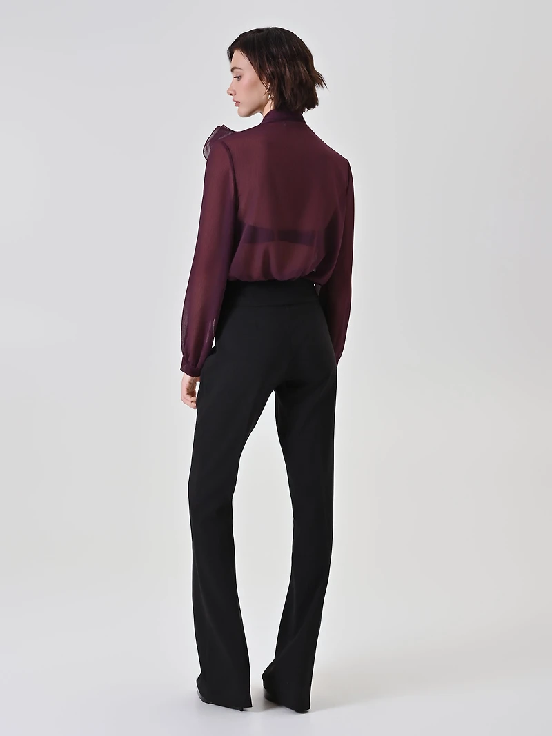 Flared Trousers with Gold Buttons