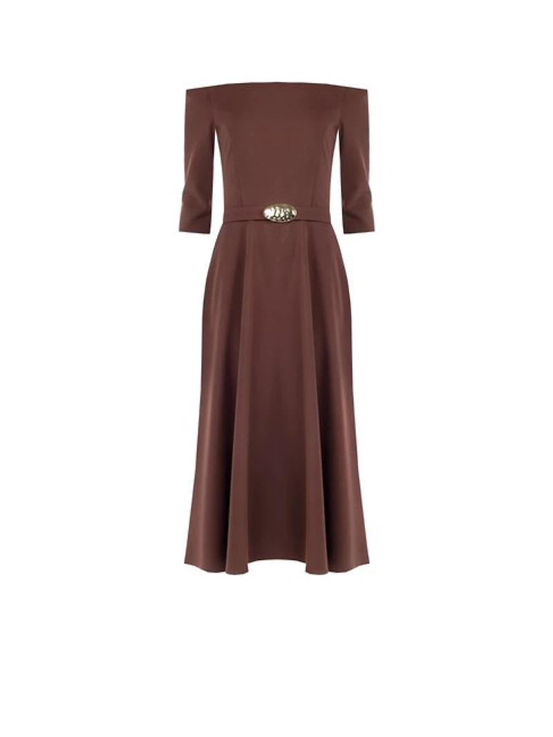 Robe midi rouge ceinturée pour femme