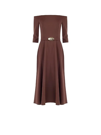 Robe midi rouge ceinturée pour femme