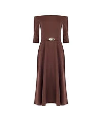 Robe midi rouge ceinturée pour femme