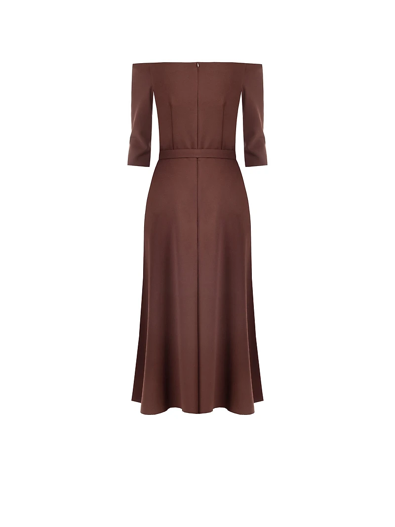 Robe midi rouge ceinturée pour femme