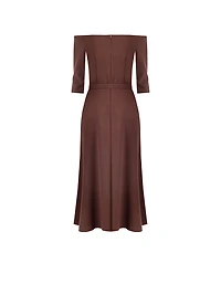 Robe midi rouge ceinturée pour femme