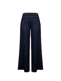 Plaid and Denim Palazzo Trousers