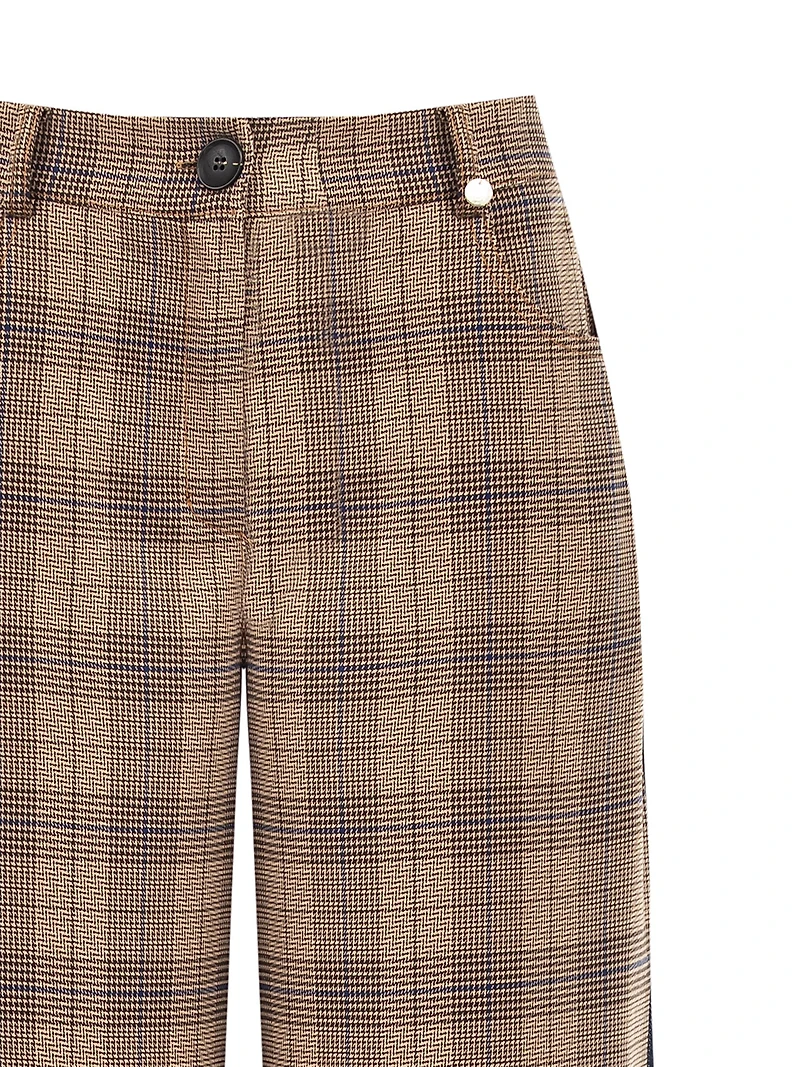 Plaid and Denim Palazzo Trousers