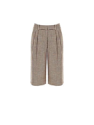 Checked Wide-Leg Culotte Shorts