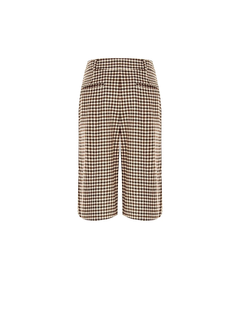 Checked Wide-Leg Culotte Shorts