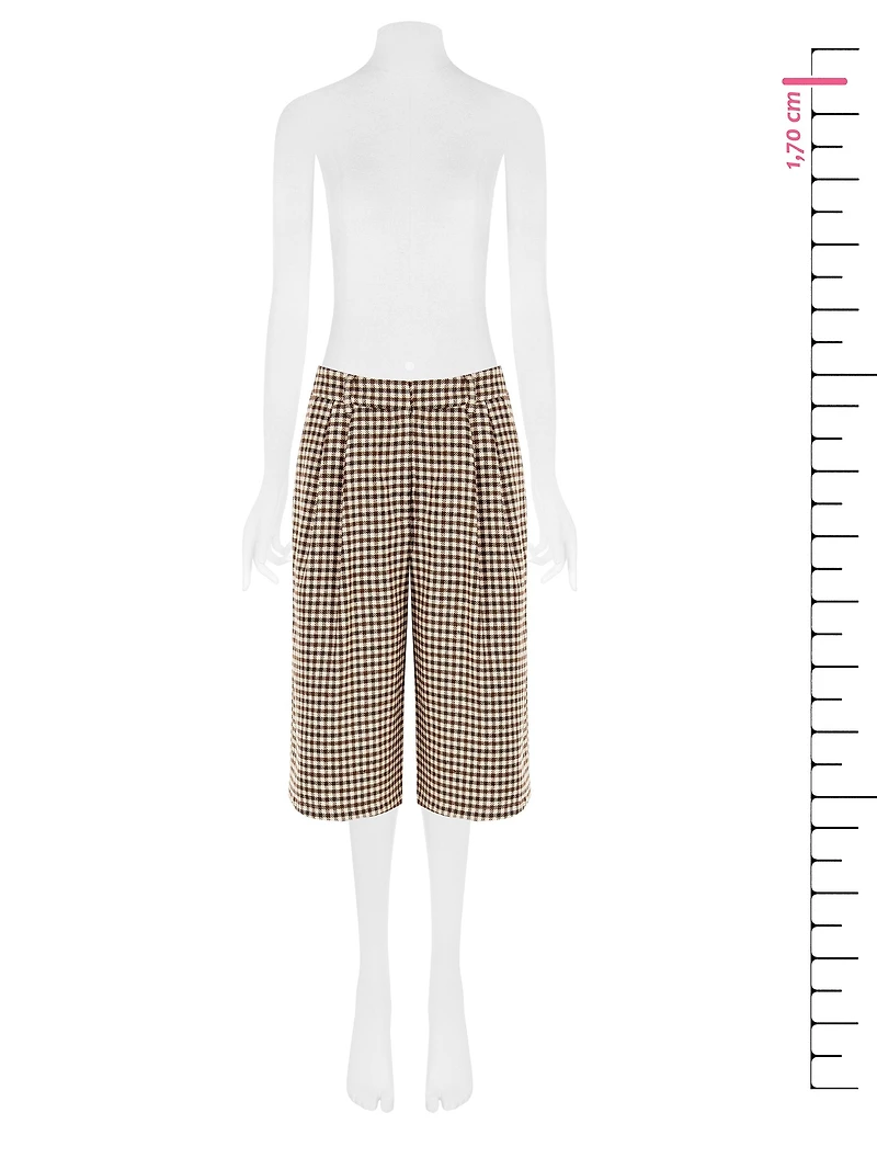 Checked Wide-Leg Culotte Shorts