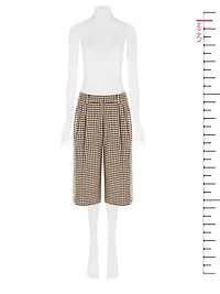 Checked Wide-Leg Culotte Shorts