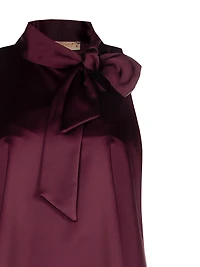 Bordeaux Satin Bow Dress