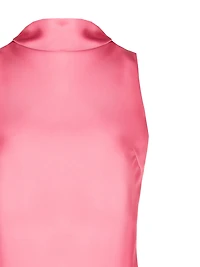 Sleeveless High Neck Satin Midi Dress