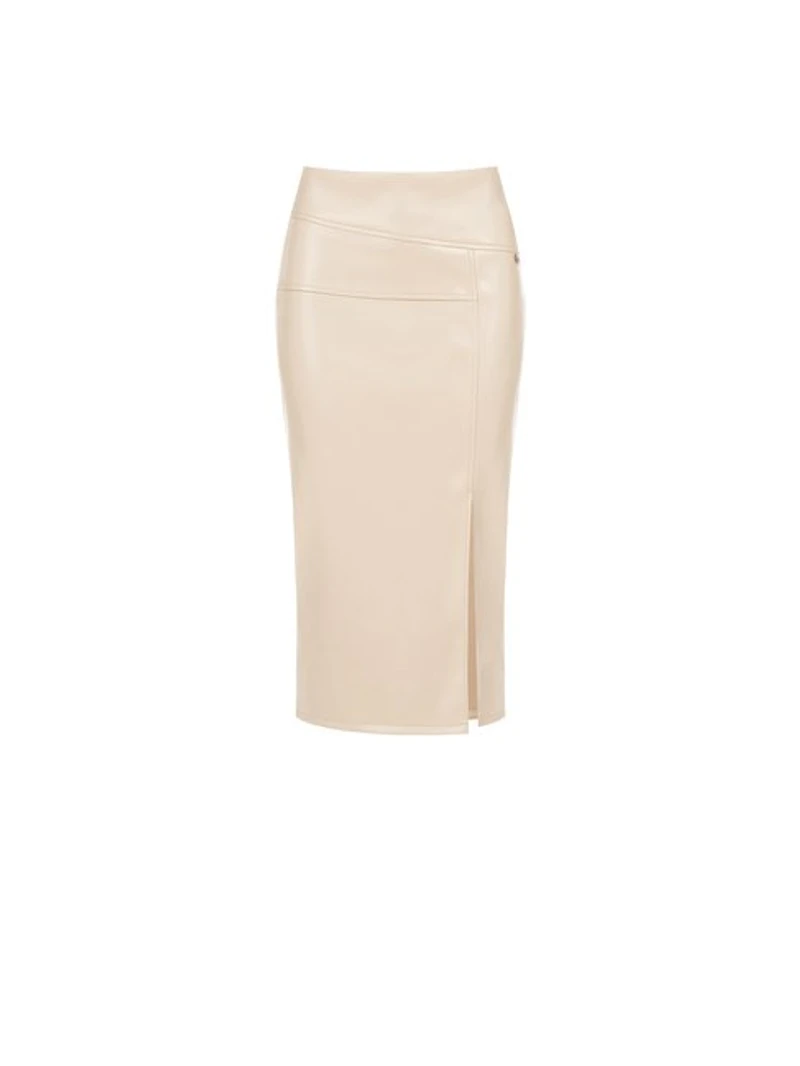 Cream Sculpt Midi Skirt