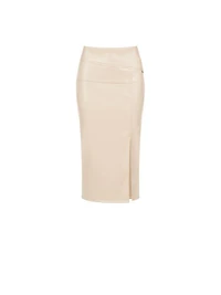 Cream Sculpt Midi Skirt