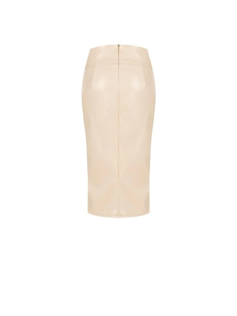 Cream Sculpt Midi Skirt