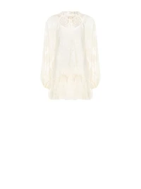 Sheer Lace Ruffle Mini Dress