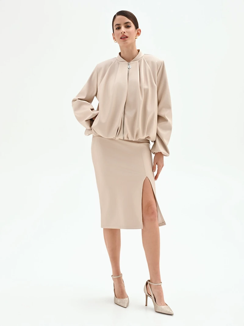 Zip-Front Blouson Jacket