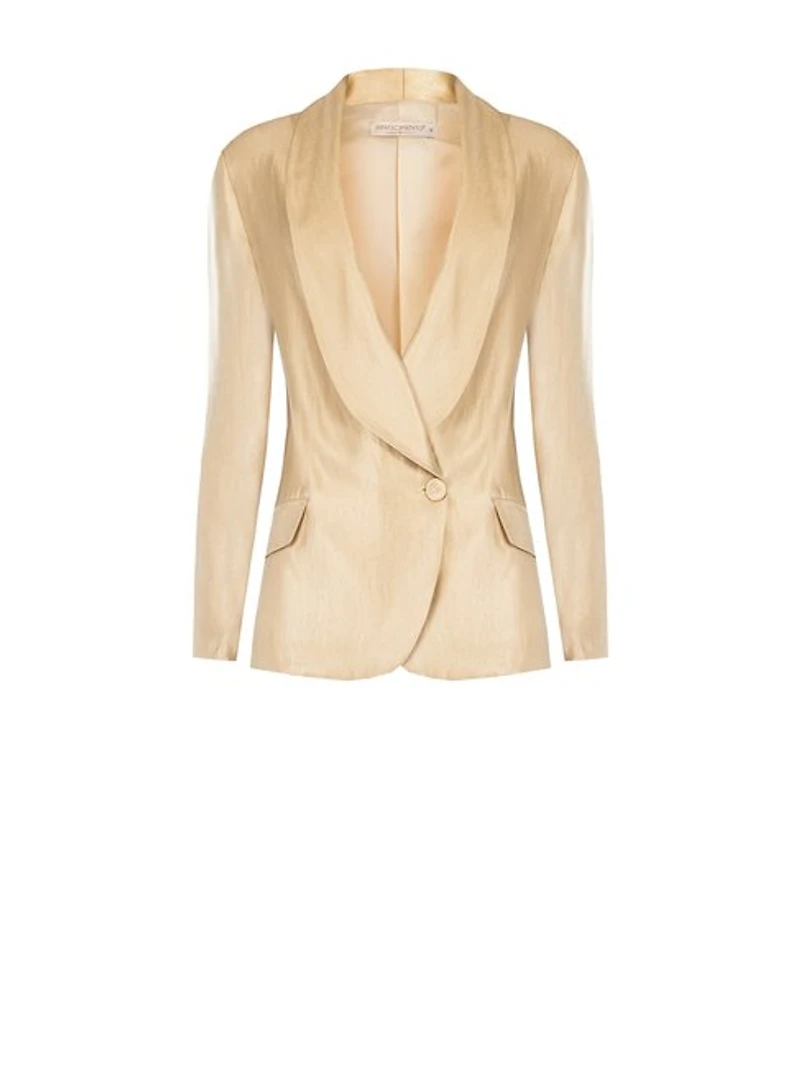 Single-Button Shawl Collar Blazer