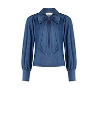 Denim Bow Tie Blouse