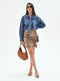 Denim Bow Tie Blouse