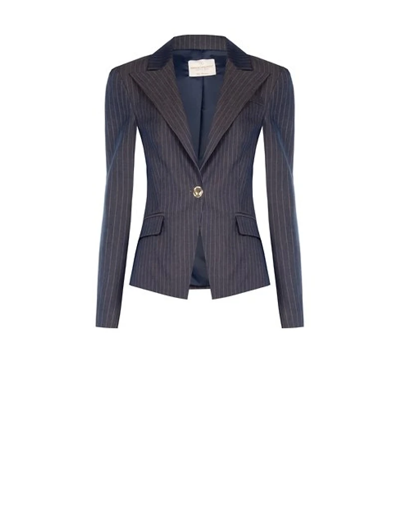 Single-Button Pinstripe Blazer