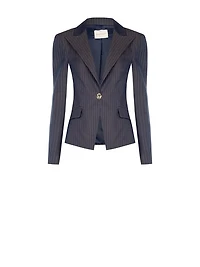 Single-Button Pinstripe Blazer