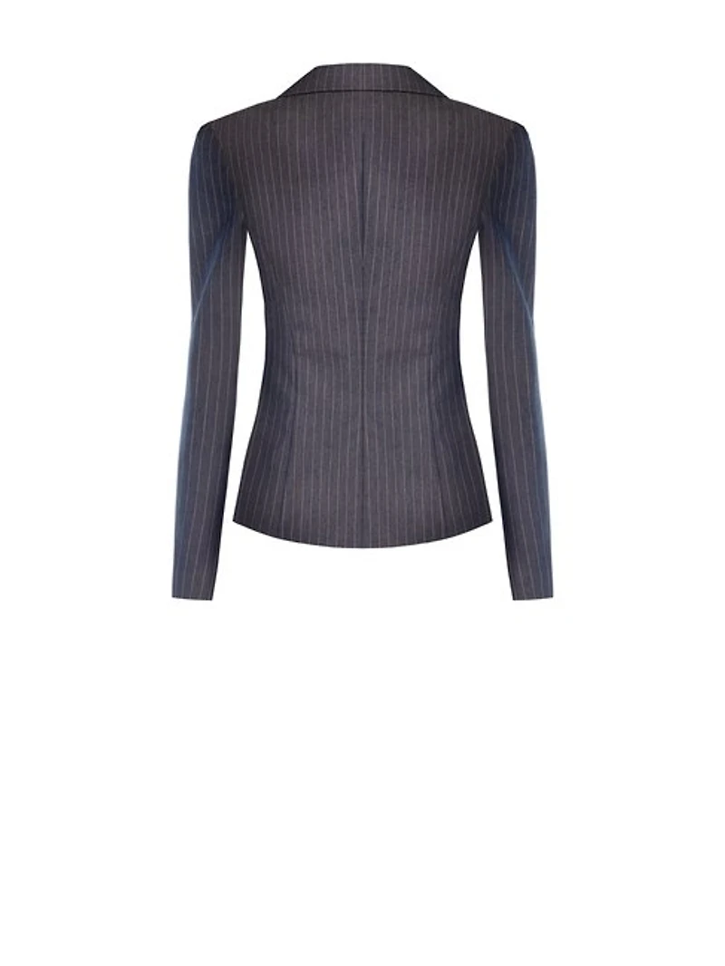 Single-Button Pinstripe Blazer