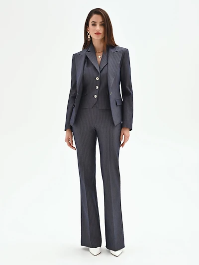Single-Button Pinstripe Blazer