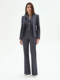 Single-Button Pinstripe Blazer