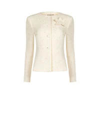 Tweed Jacket with Floral Appliqué