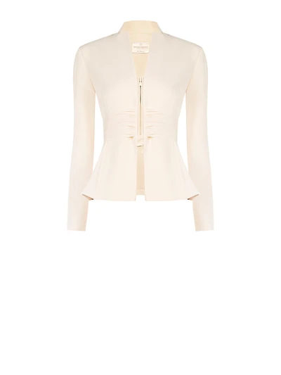 Zip-Front Peplum Jacket