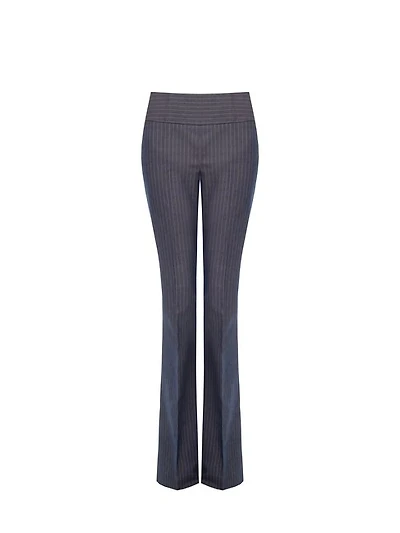 High-Waisted Pinstripe Flared Trousers