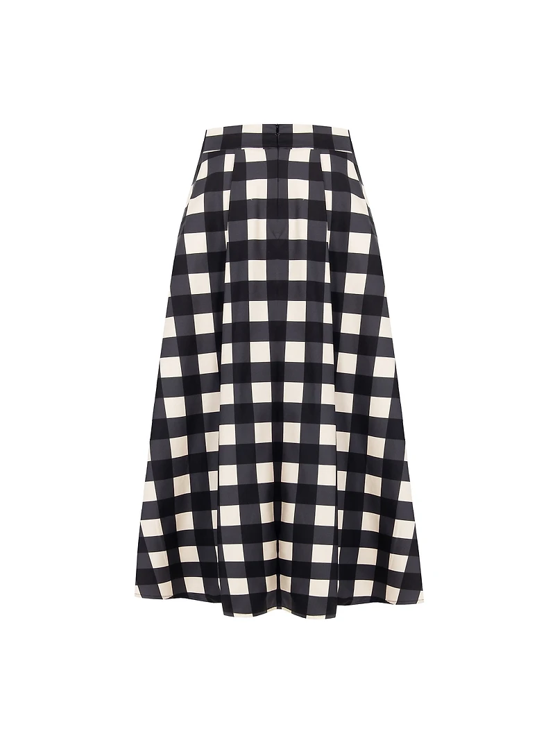Jupe midi à carreaux volume