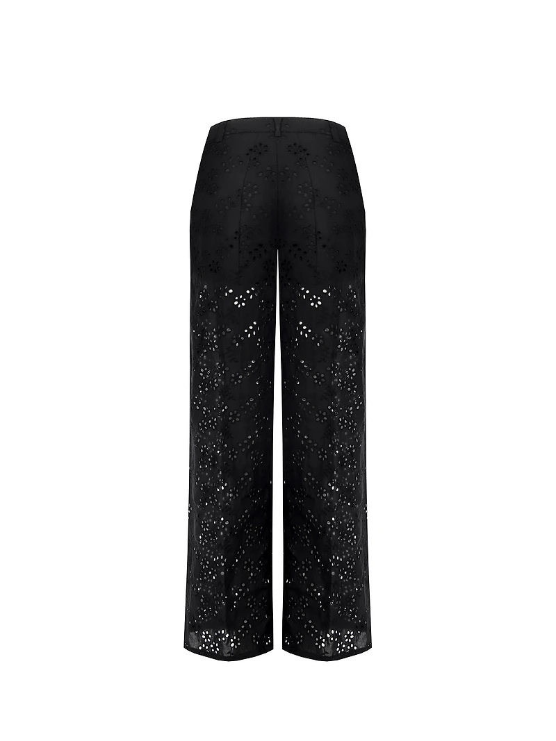 Pantalon large brodé