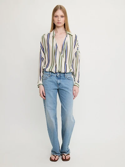 Striped Wrap Blouse