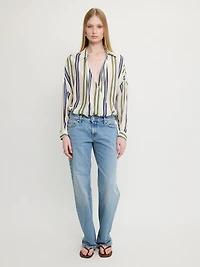 Striped Wrap Blouse