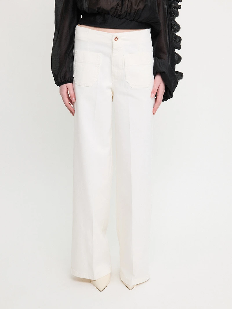 Straight-Leg Trousers Front Pockets