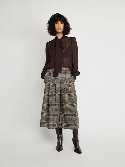 Wide-Leg Glen Plaid Trousers