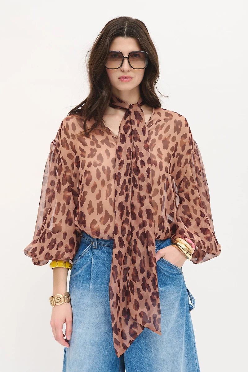 Semi-Sheer Leopard Blouse