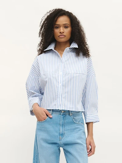 Chemise courte à rayures