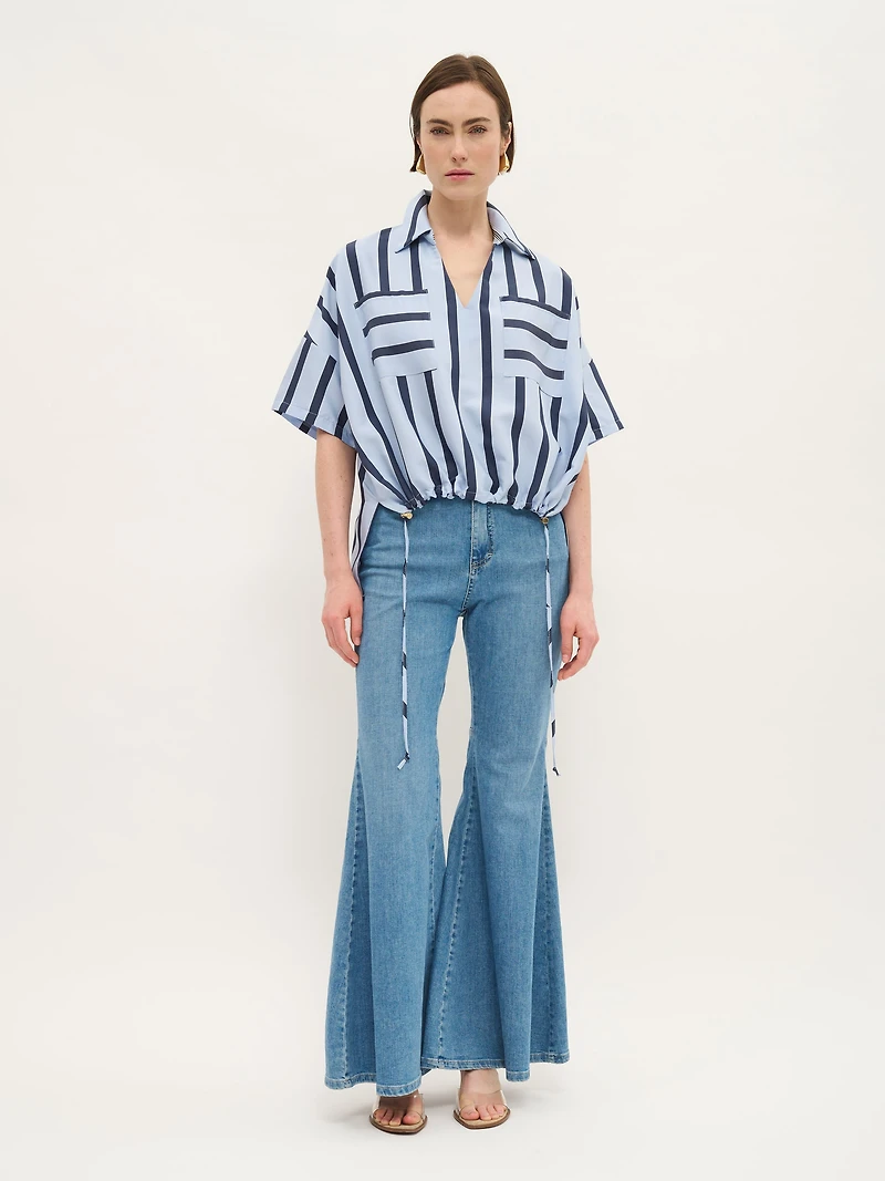 High-Waisted Flared Denim Jeans