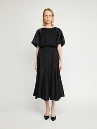 Flared Midi Skirt with Tailored Panels
