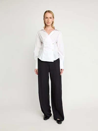 Wrap-Effect Cotton Shirt