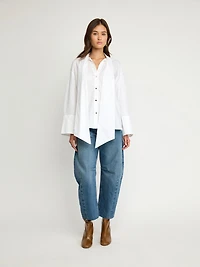 Oversized Cotton Shirt with Statement Bow